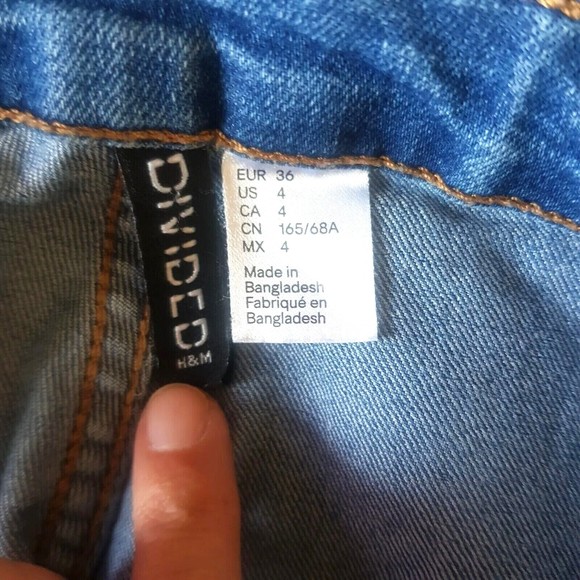 Divided H&M  Womens Jeans Size 4 Denim Y2K Side Striped Panel Mid Rise Waist - Picture 8 of 12